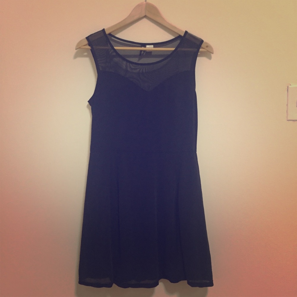 H&M sweetheart mesh LBD black dress classy sheer